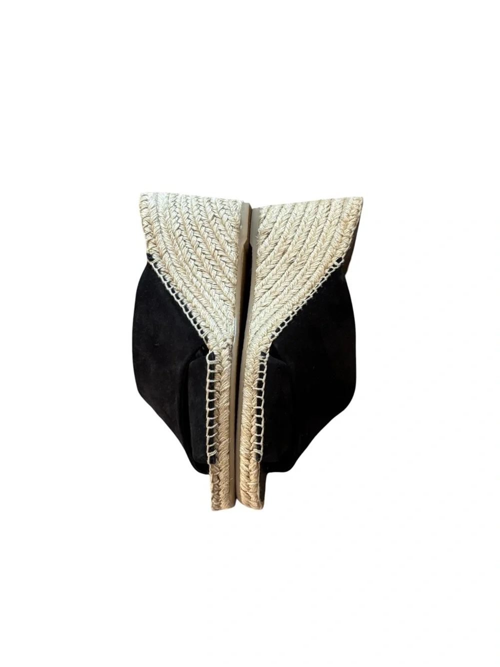 Vince Gaelan Coastal Suede Espadrille Wedges Black Leather Women’s Size 8M